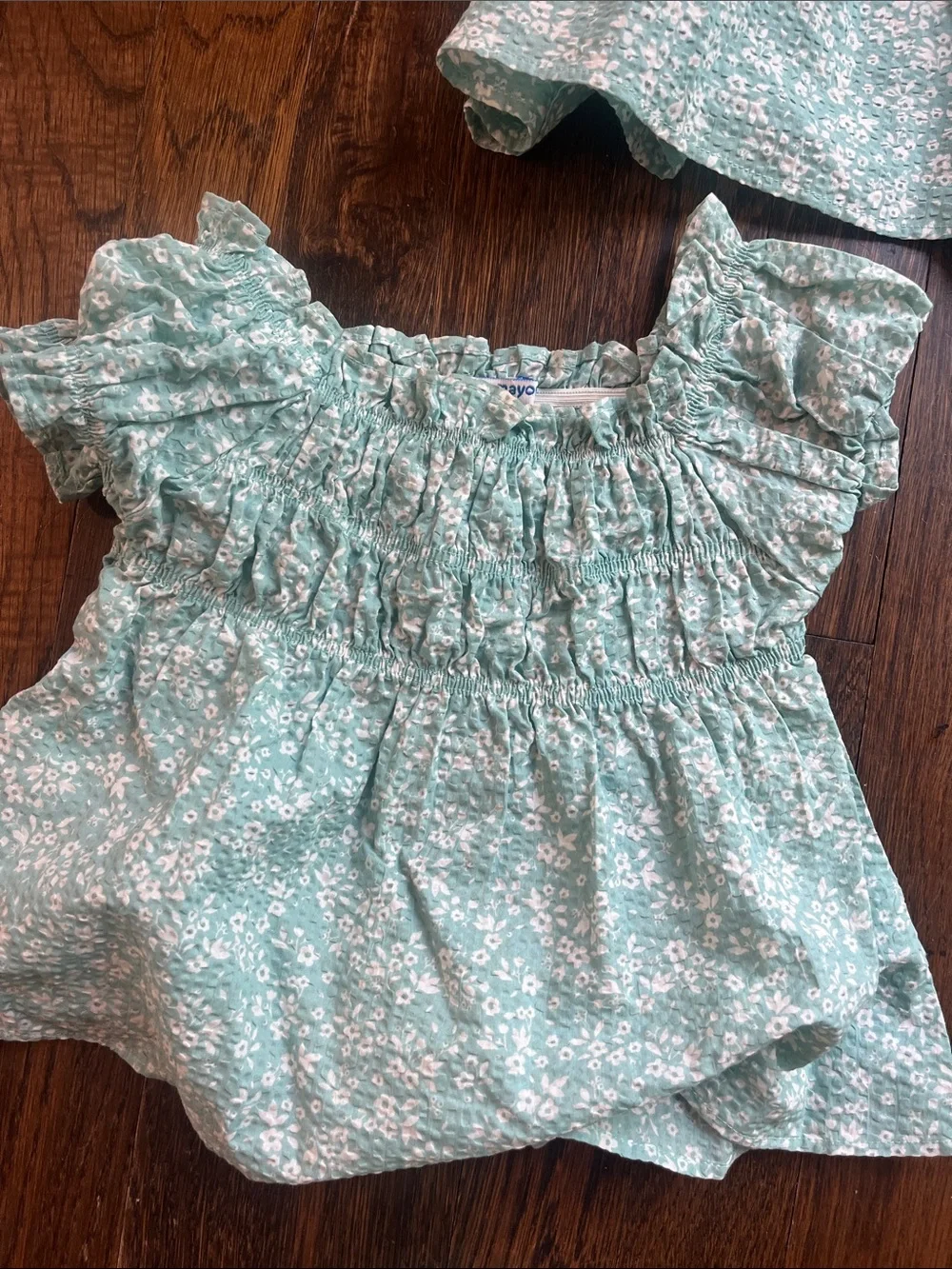 Brand New Mayoral - set of three Girls' light green Floral Smocked Top -
